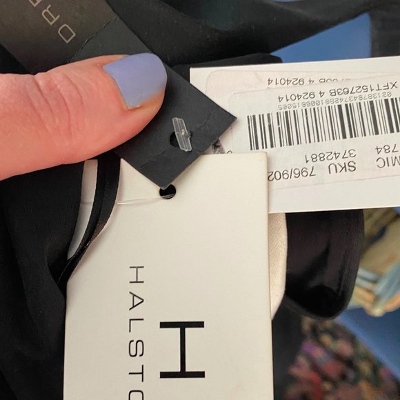 NWT H Halston Dress 4 Small Black Ivory Colorblock Stripe Slvlss Party Cocktail - Picture 6 of 7